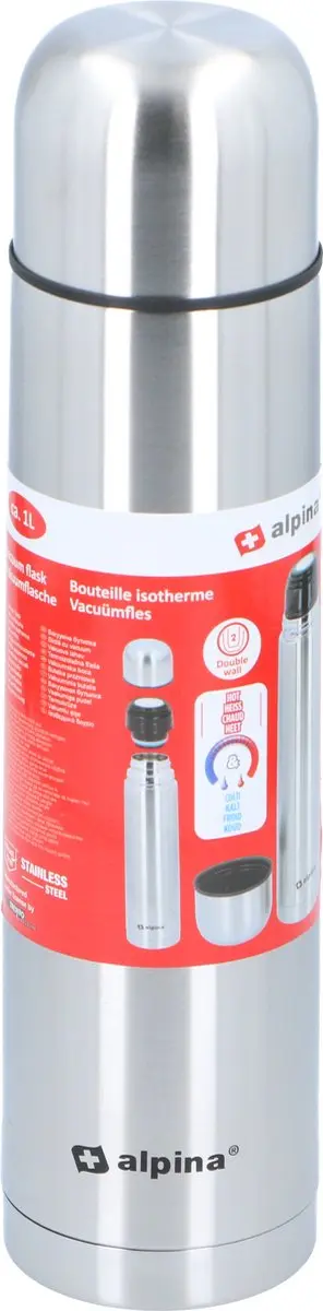 Alpina Thermosfles 1000ml - Dubbelwandig - Roestvrij Staal - afbeelding 6 van 6