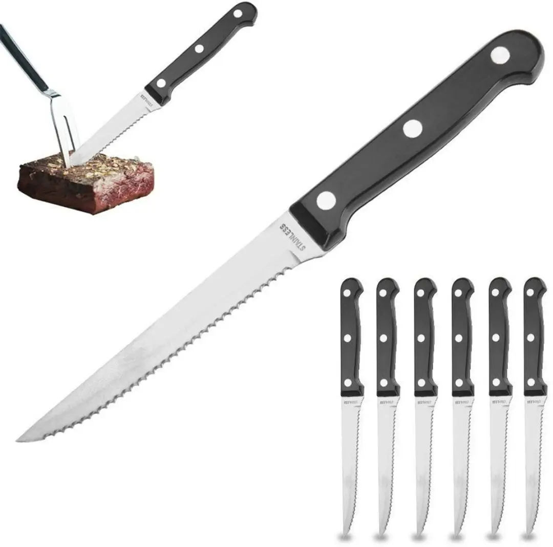 Excellent Houseware Steakmessen 6-delig - Zwart