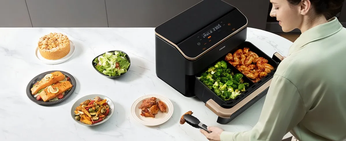 Cosori Twinfry XXL Dual Blaze Airfryer - 10L - 6 Programma's - Zwart/Rose goud