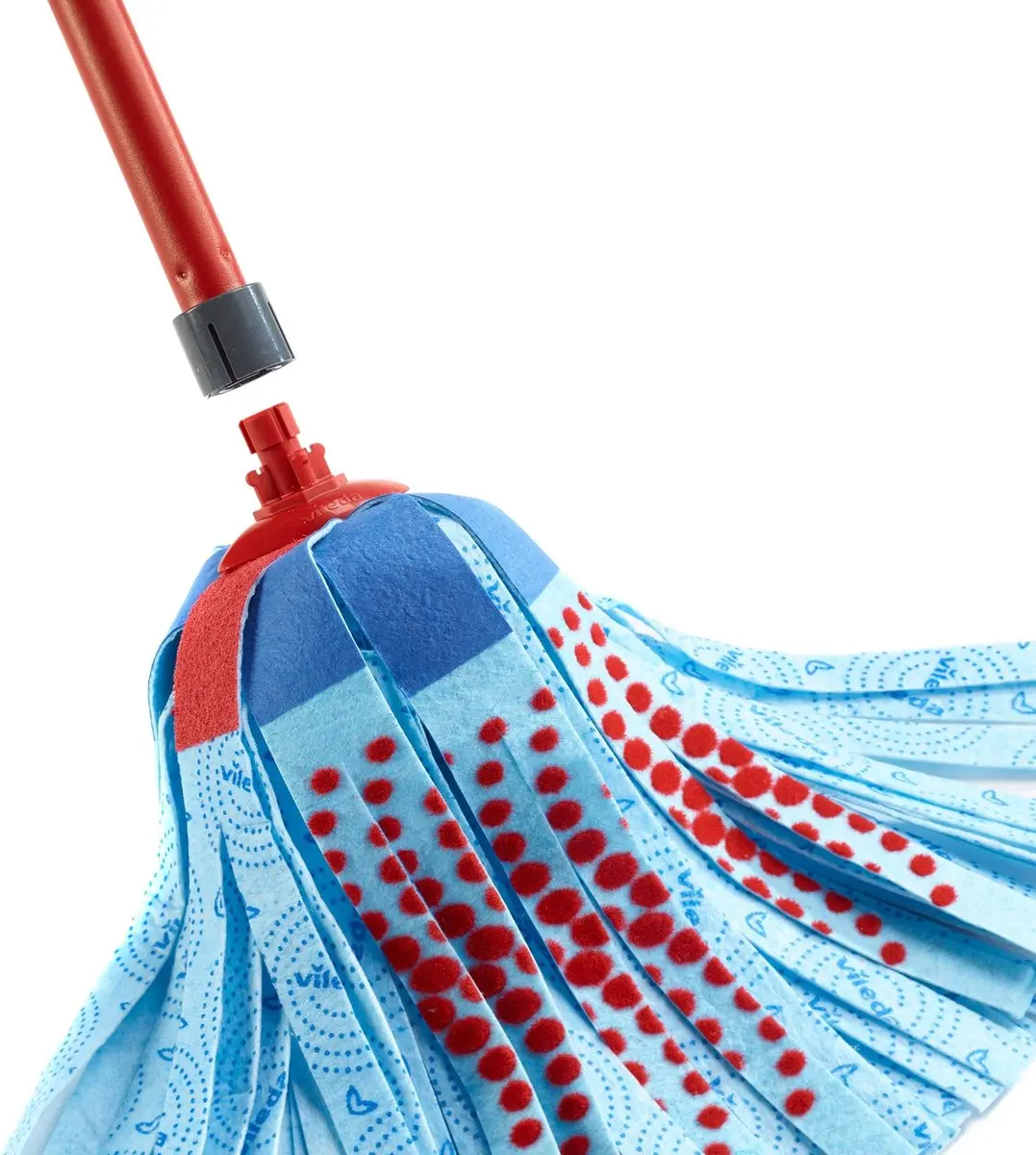 Vileda Steel Stick-borstelstok 126cm - Rood/Zwart