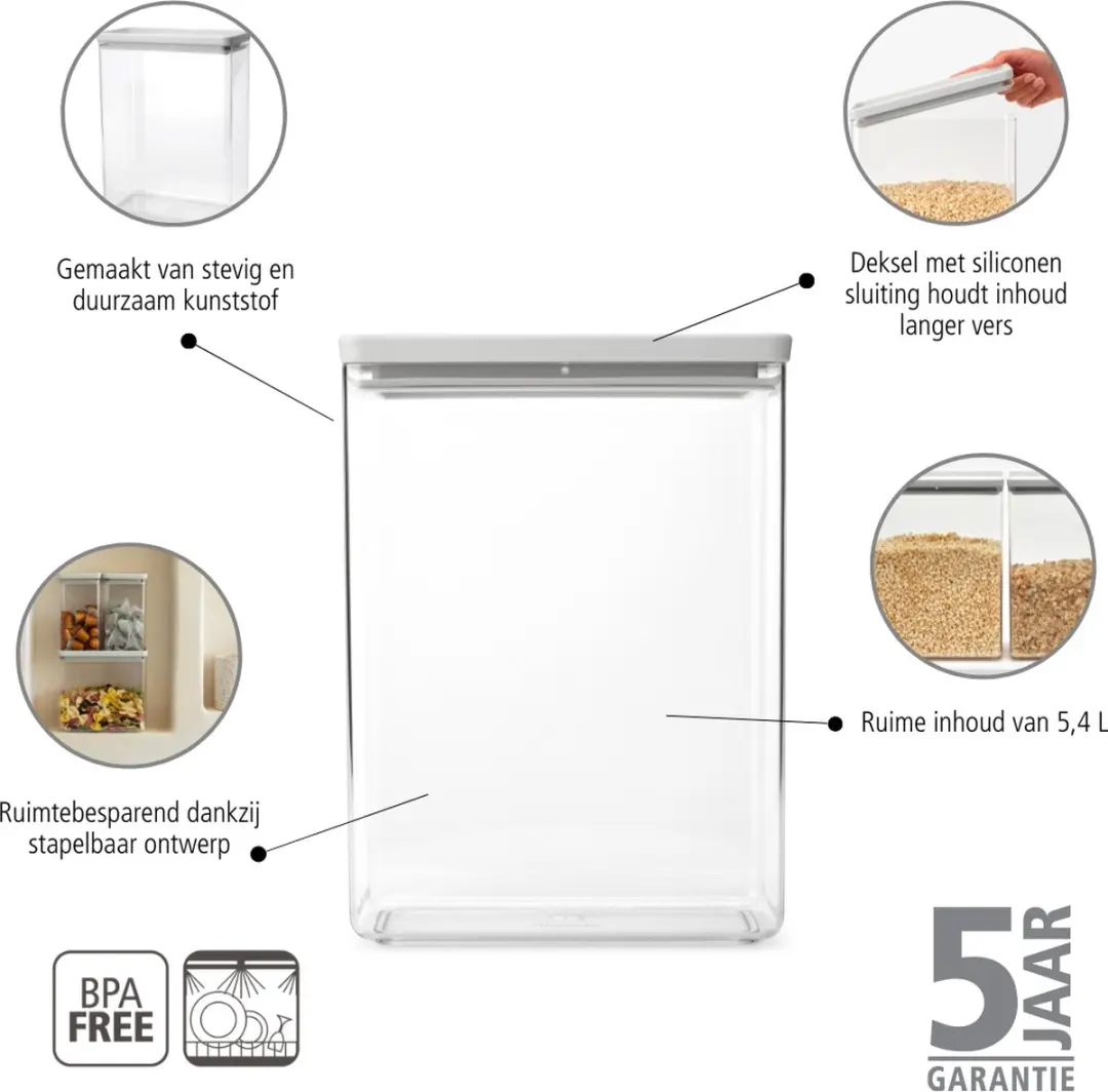 Brabantia Tasty+ Voorraadbus 230684 - 5,4L - Light Grey