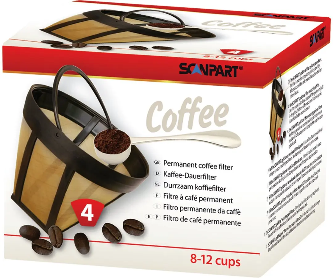 Scanpart Herbruikbare Koffiefilter nr 4 - 12cm - Zwart/Goud
