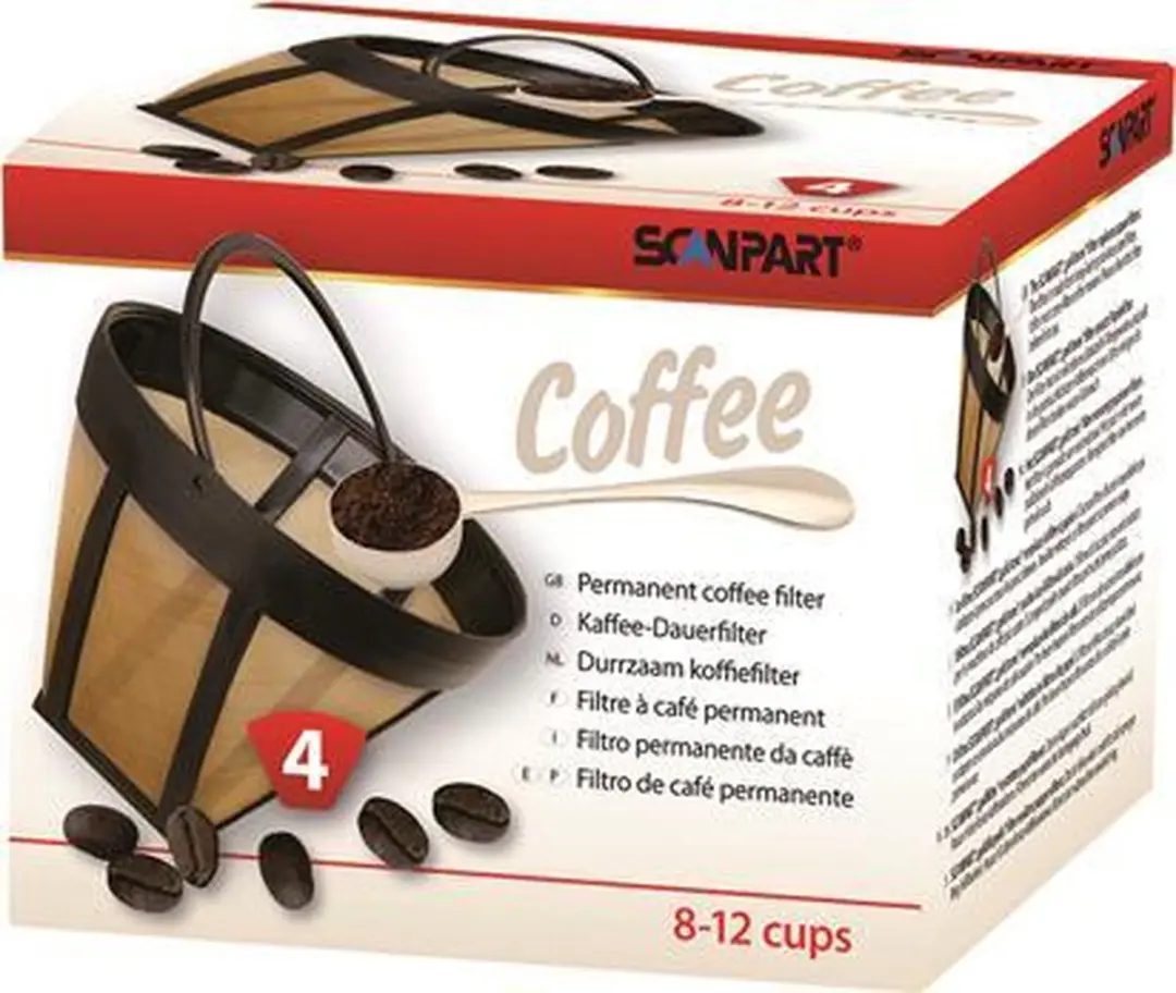 Scanpart Herbruikbare Koffiefilter nr 4 - 12cm - Zwart/Goud