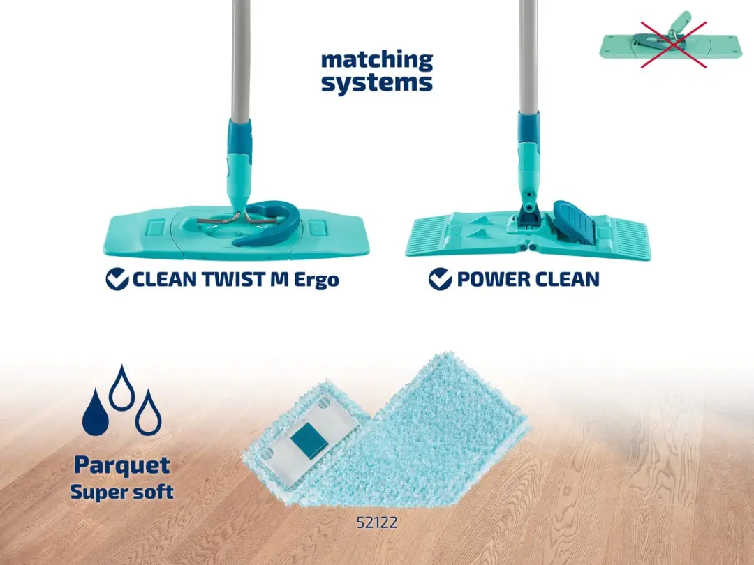 Leifheit Clean Twist/Powerclean Vloerwisserovertrek 33cm - 2 Stuks - Turquoise - afbeelding 6 van 6