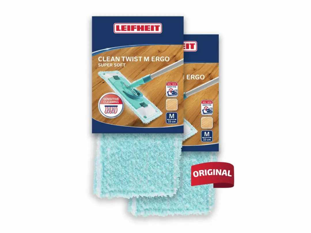 Leifheit Clean Twist/Powerclean Vloerwisserovertrek 33cm - 2 Stuks - Turquoise