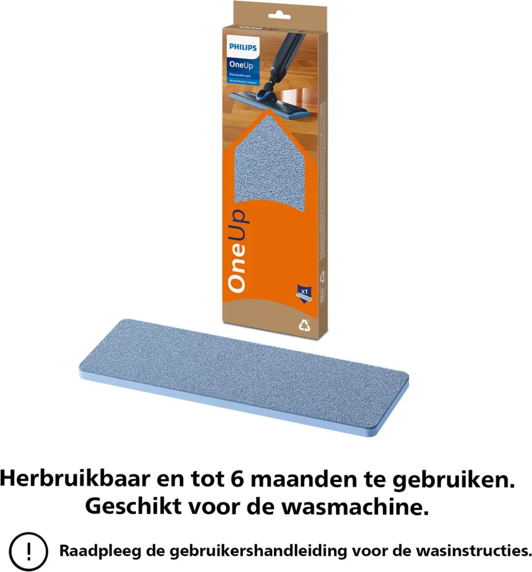 Philips OneUp XV1884/20 Dweildoek - 2 Stuks - Houten Vloer
