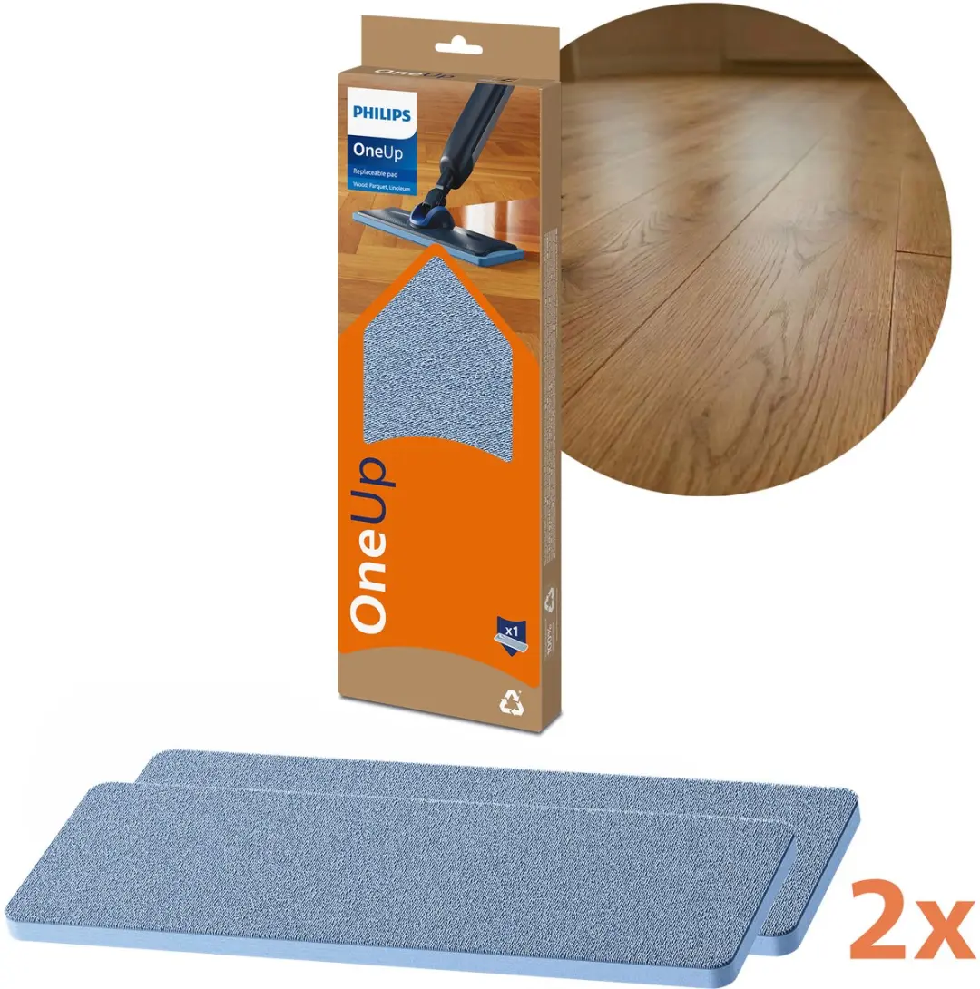 Philips OneUp XV1884/20 Dweildoek - 2 Stuks - Houten Vloer