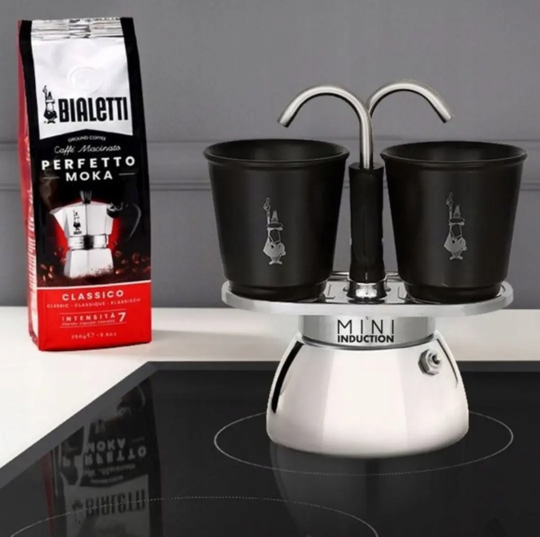 Bialetti Mini Express Inductie 2tz Set - 3 Stuks - Zwart