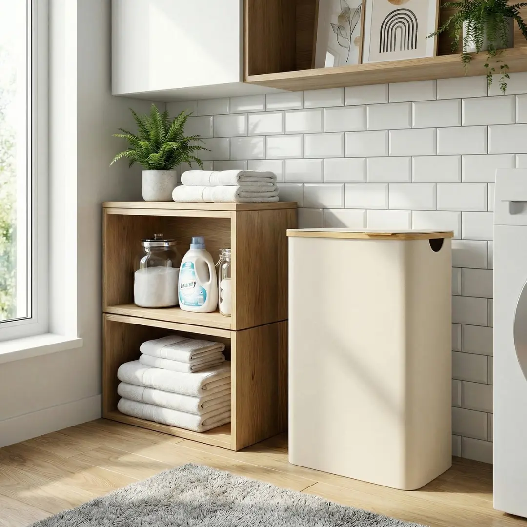 Songmics LCB509W01 Wasmand 90L - 4 Vakken - Opvouwbaar
