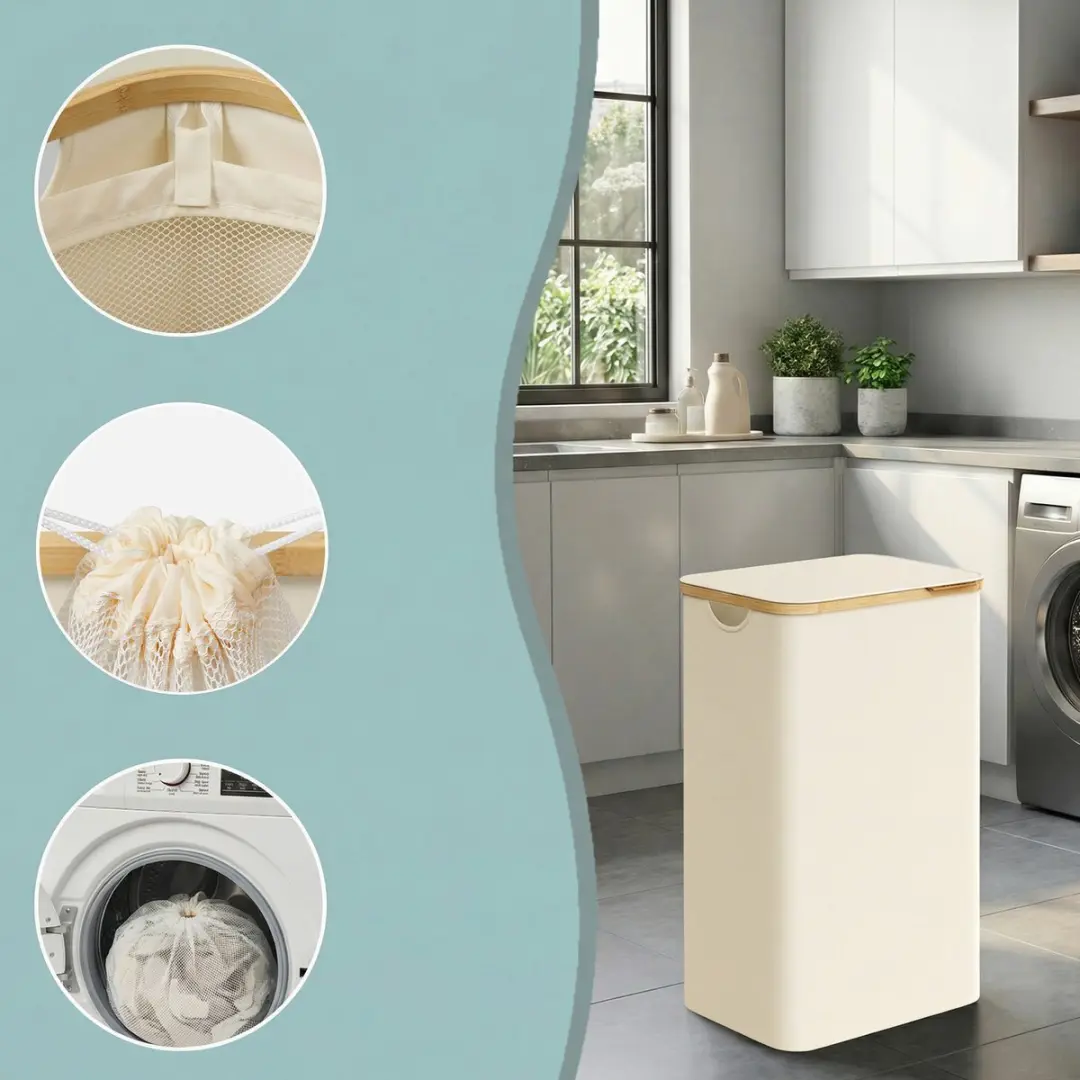 Songmics LCB509W01 Wasmand 90L - 4 Vakken - Opvouwbaar - afbeelding 6 van 6