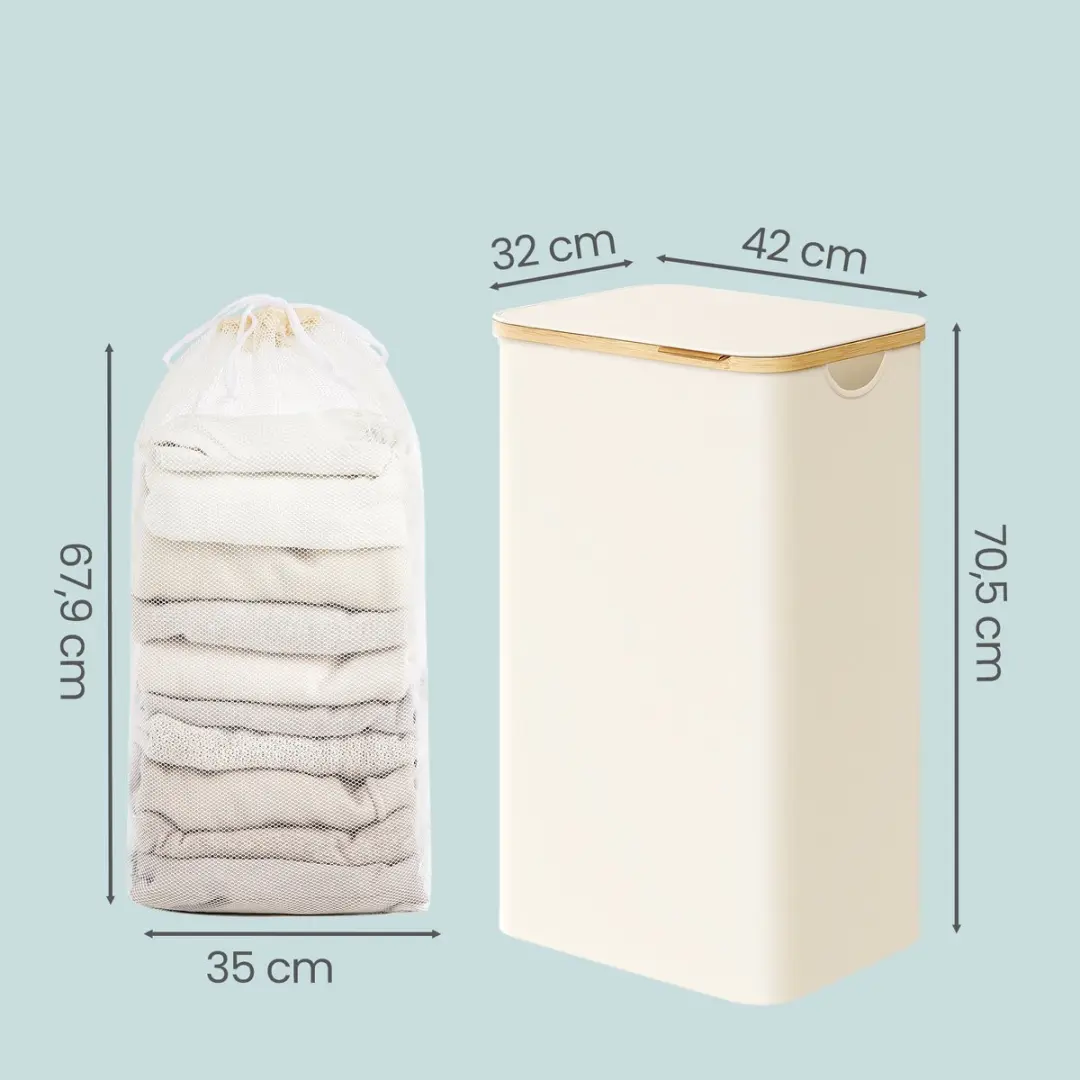 Songmics LCB509W01 Wasmand 90L - 4 Vakken - Opvouwbaar