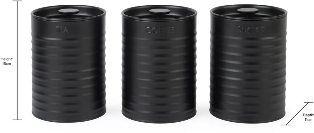Russell Hobbs Ribbed 3-delige Voorraadbussenset Zwart - afbeelding 6 van 6