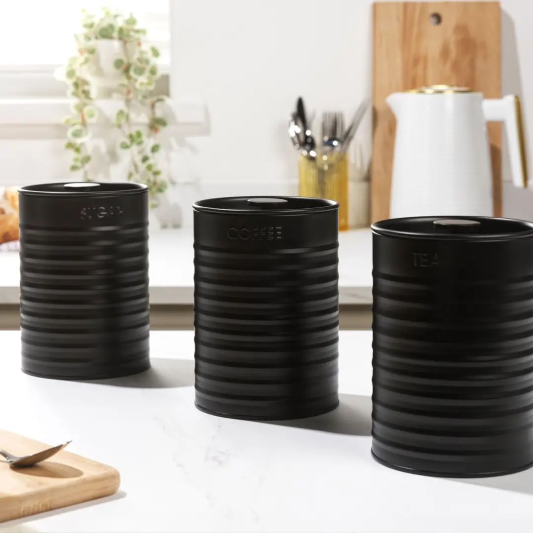Russell Hobbs Ribbed 3-delige Voorraadbussenset Zwart