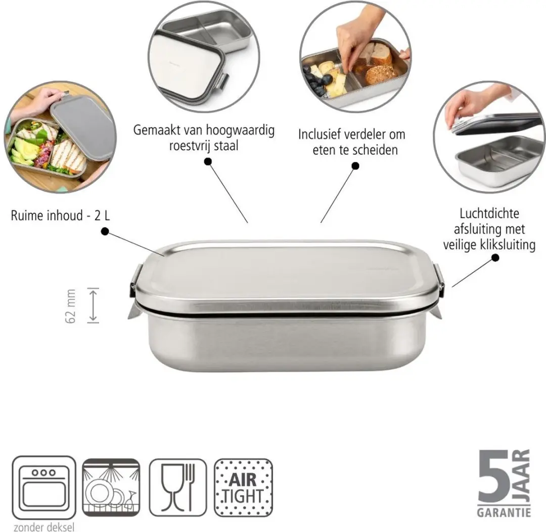 Brabantia Make & Take Lunchbox 203800 - RVS - 2L