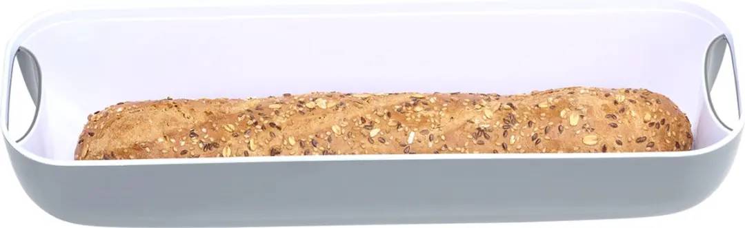 Alpina Broodbox Grijs - Bamboe Deksel 40x12cm