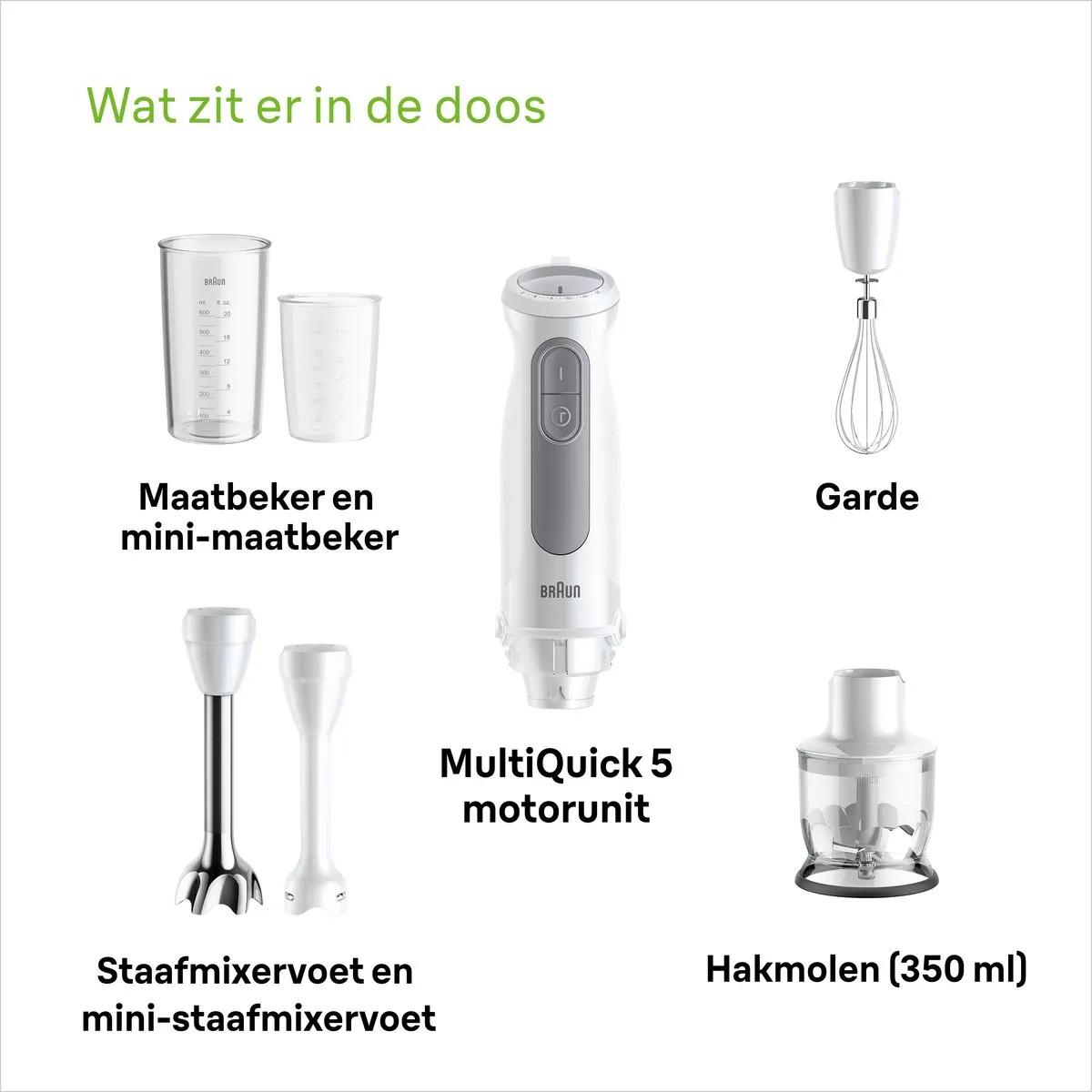 Braun MultiQuick 5 MQ50.220M Staafmixer - 1000W - Wit
