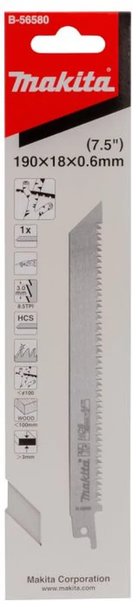 Makita Reciprozaagblad B-56580 Hout