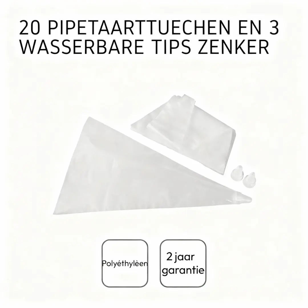 Zenker Smart Pastry Wegwerp Spuitzakken 20 Stuks - 32cm - Herbruikbare Mondjes