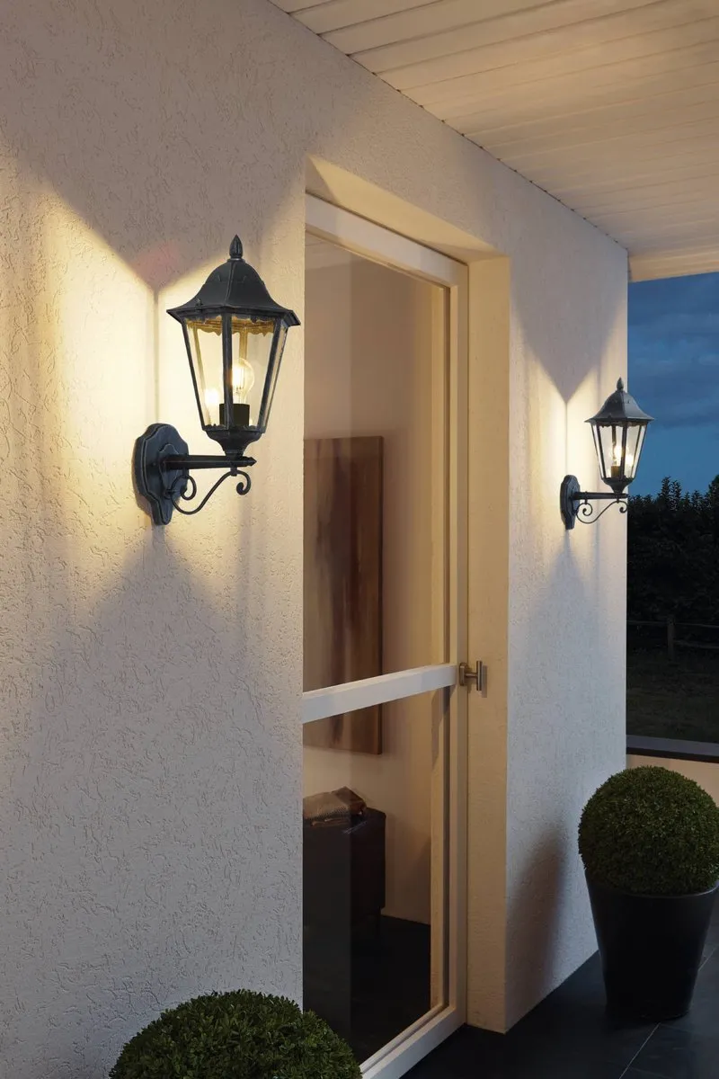 Eglo Navedo Wandlamp Buiten E27 - 47,5cm - Zwart/Zilver - afbeelding 6 van 6