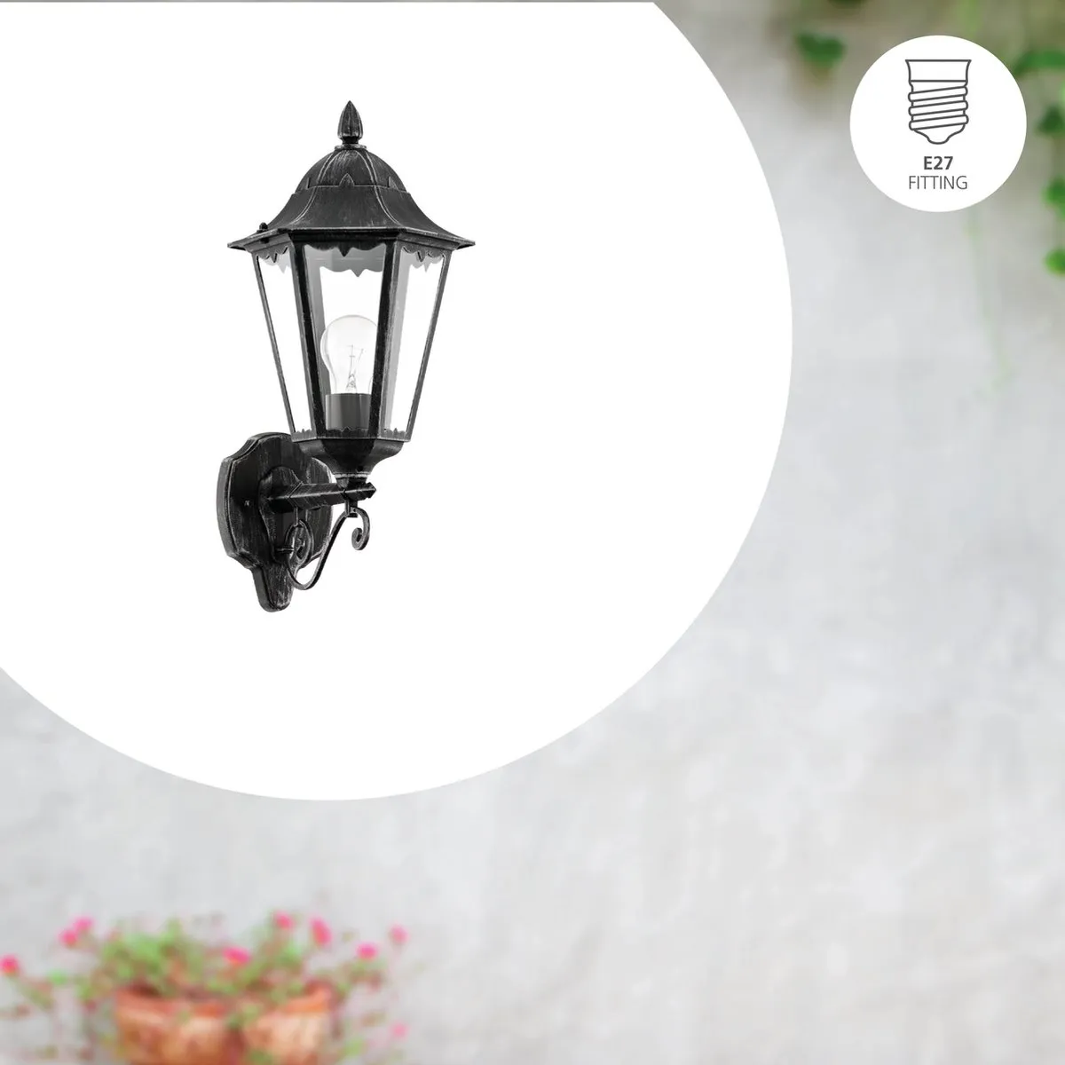 Eglo Navedo Wandlamp Buiten E27 - 47,5cm - Zwart/Zilver