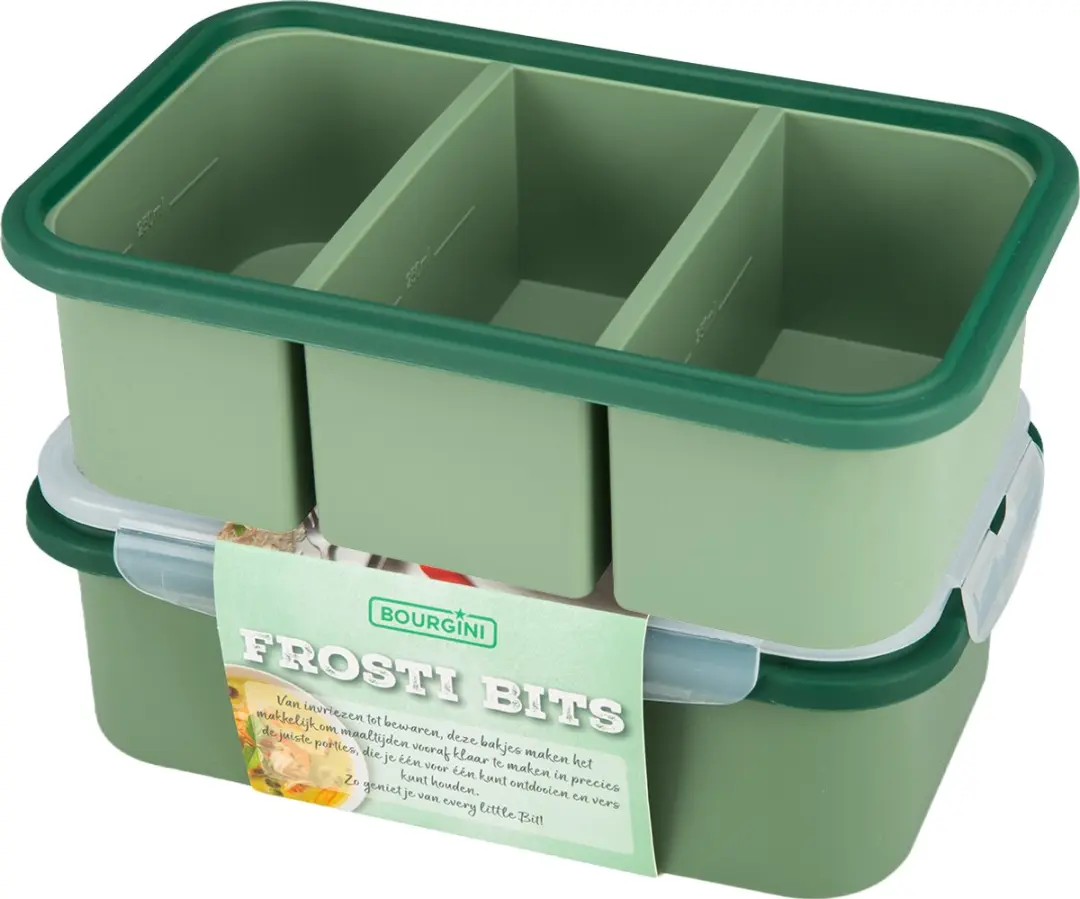 Bourgini Frosti Bits Siliconen Meal Prep Bakjes 3x425ml - 2 Stuks