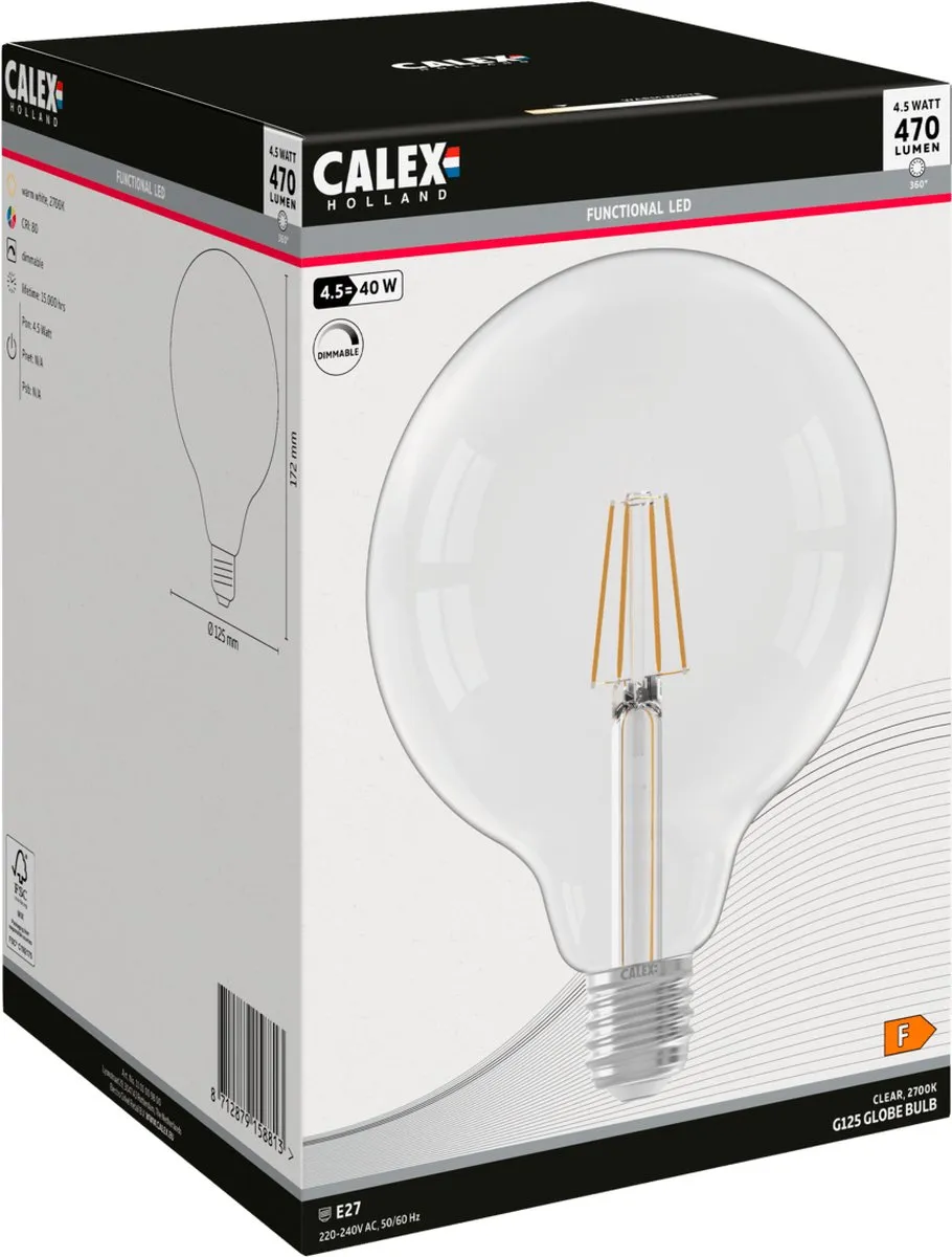 Calex LED-lamp E27 4,5W Warmwit 2700K - Helder glas - afbeelding 4 van 5