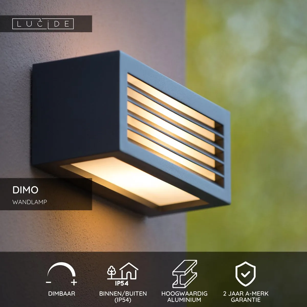 Lucide DIMO Wandlamp E27 IP54 - Antraciet
