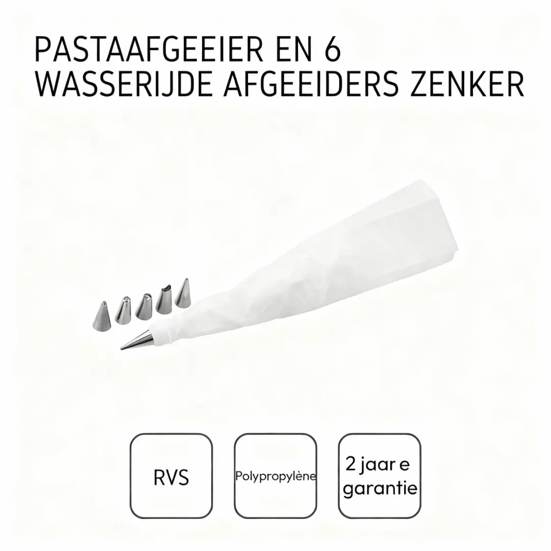 Zenker Smart Pastry Spuitzak met 6 Mondjes - 33cm - Wit