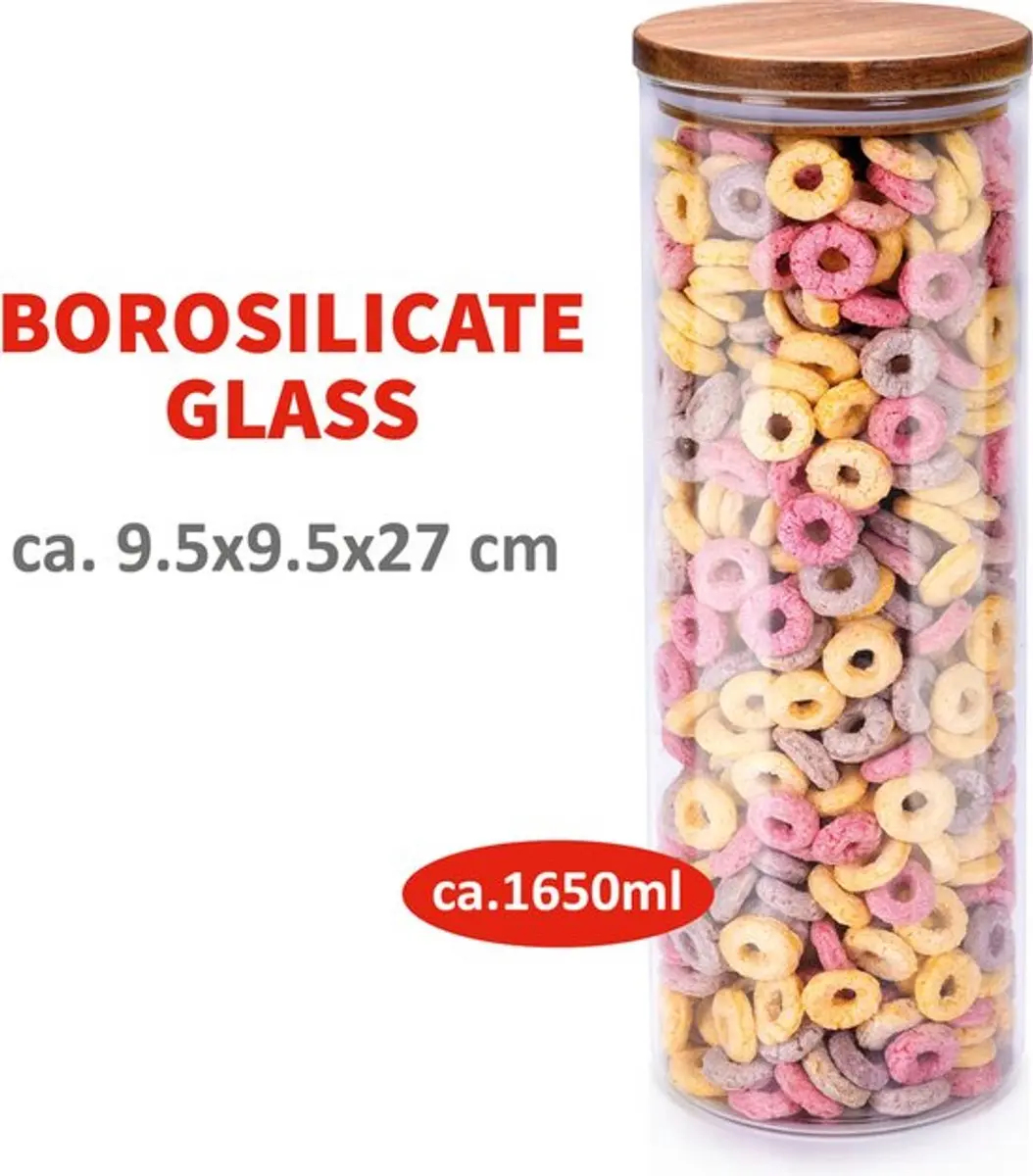 Alpina Foodking Voorraadpot 1650ml - Borosilicaatglas Transparant - afbeelding 4 van 4