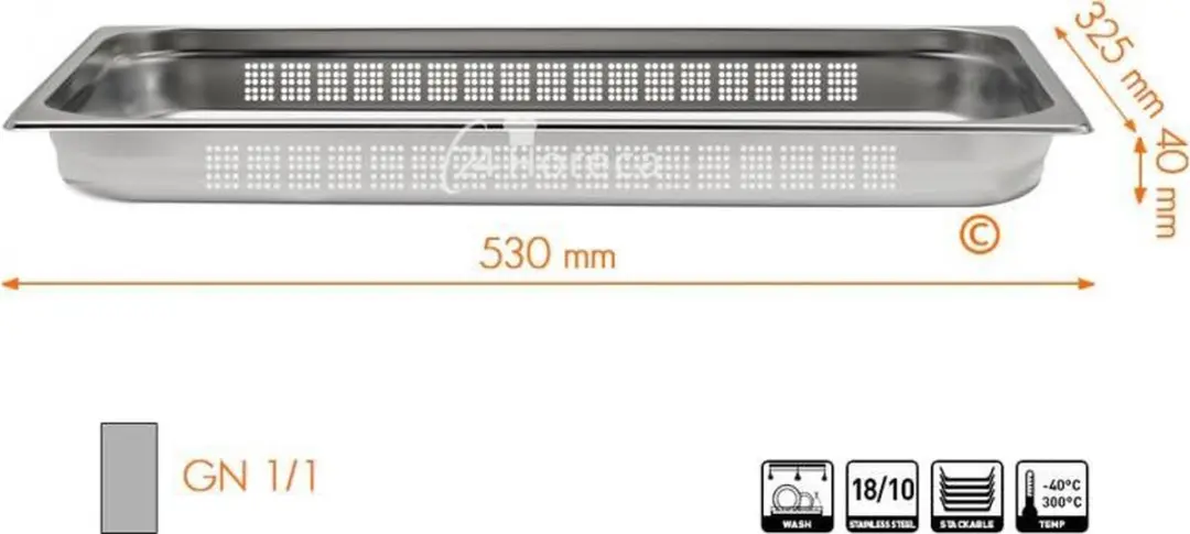 HENDI Gastronormbak 5L - Geperforeerd - 40mm - RVS