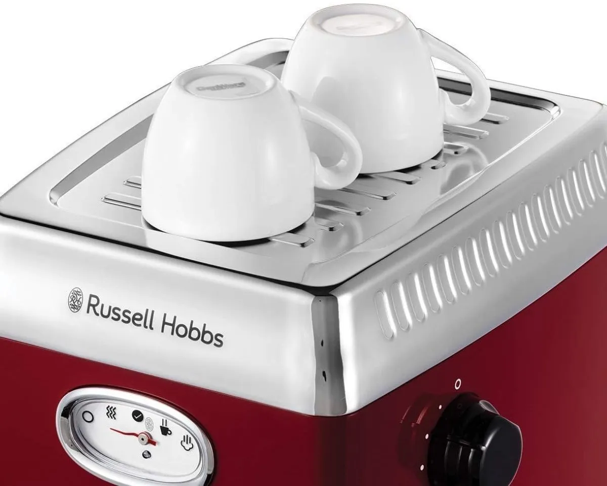 Russell Hobbs Retro Espressomachine 1350W - 2 Kopjes - 1.1L - Rood