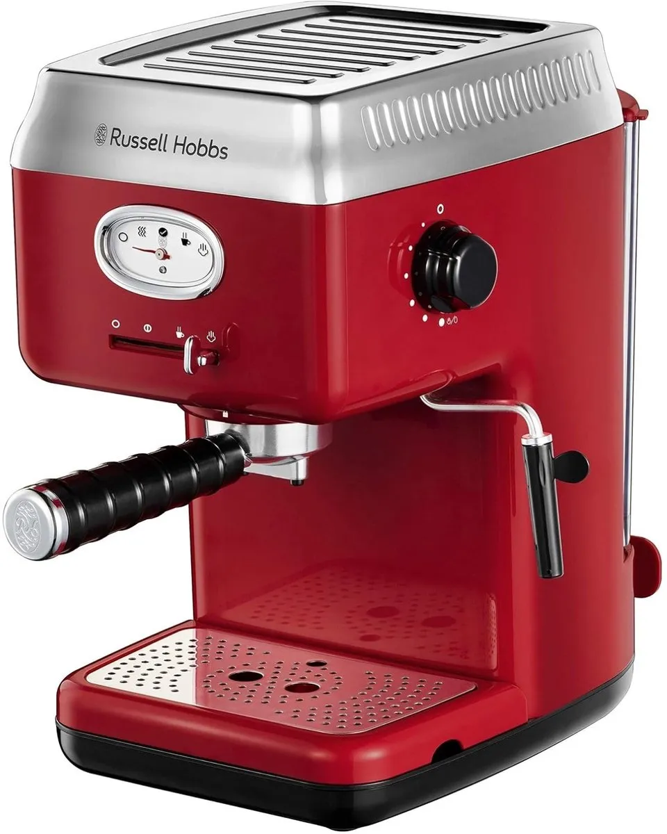 Russell Hobbs Retro Espressomachine 1350W - 2 Kopjes - 1.1L - Rood
