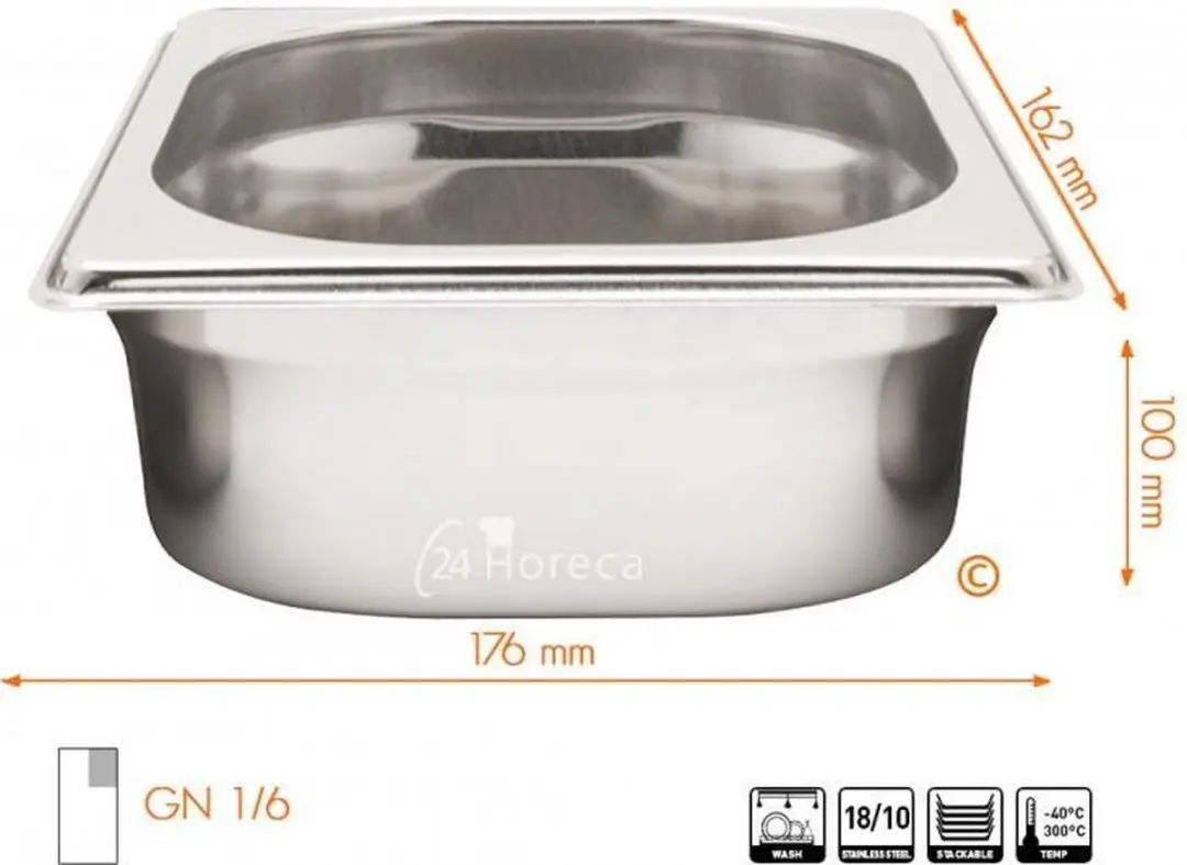 HENDI Gastronormbak 1,6L - 100mm - Roestvrij Staal - afbeelding 6 van 6