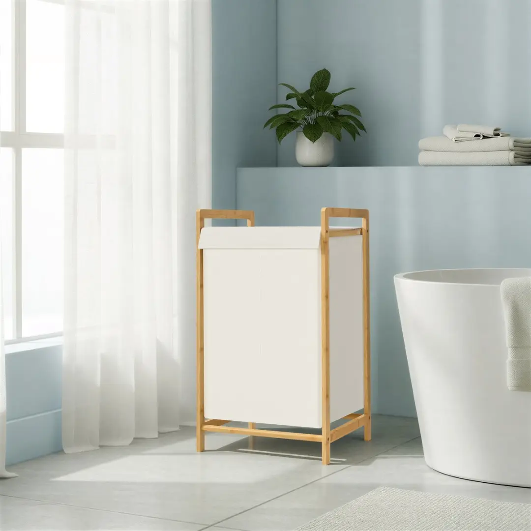 Songmics Wasmand RLH102WD01 - 100L - 2 Vakken - Bamboe