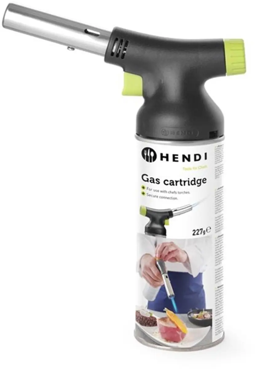 HENDI Koksbrander - Piëzo-ontsteking - Matzwart met groene accenten