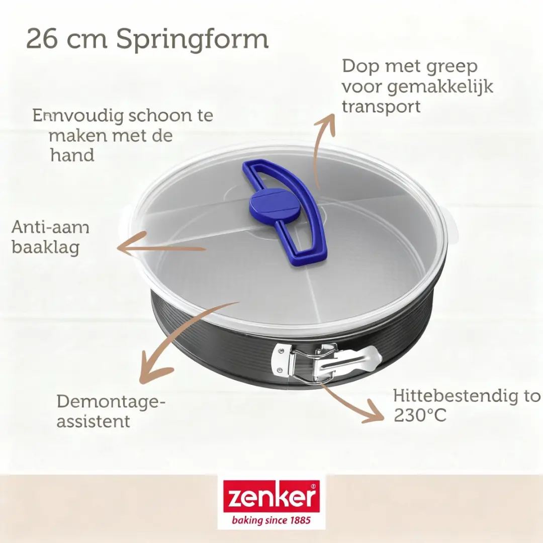 Zenker Springvorm 26cm met deksel - Zwart