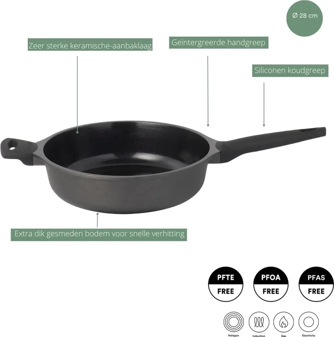 Sola Ceramic Deluxe Wokpan 30cm - Zwart