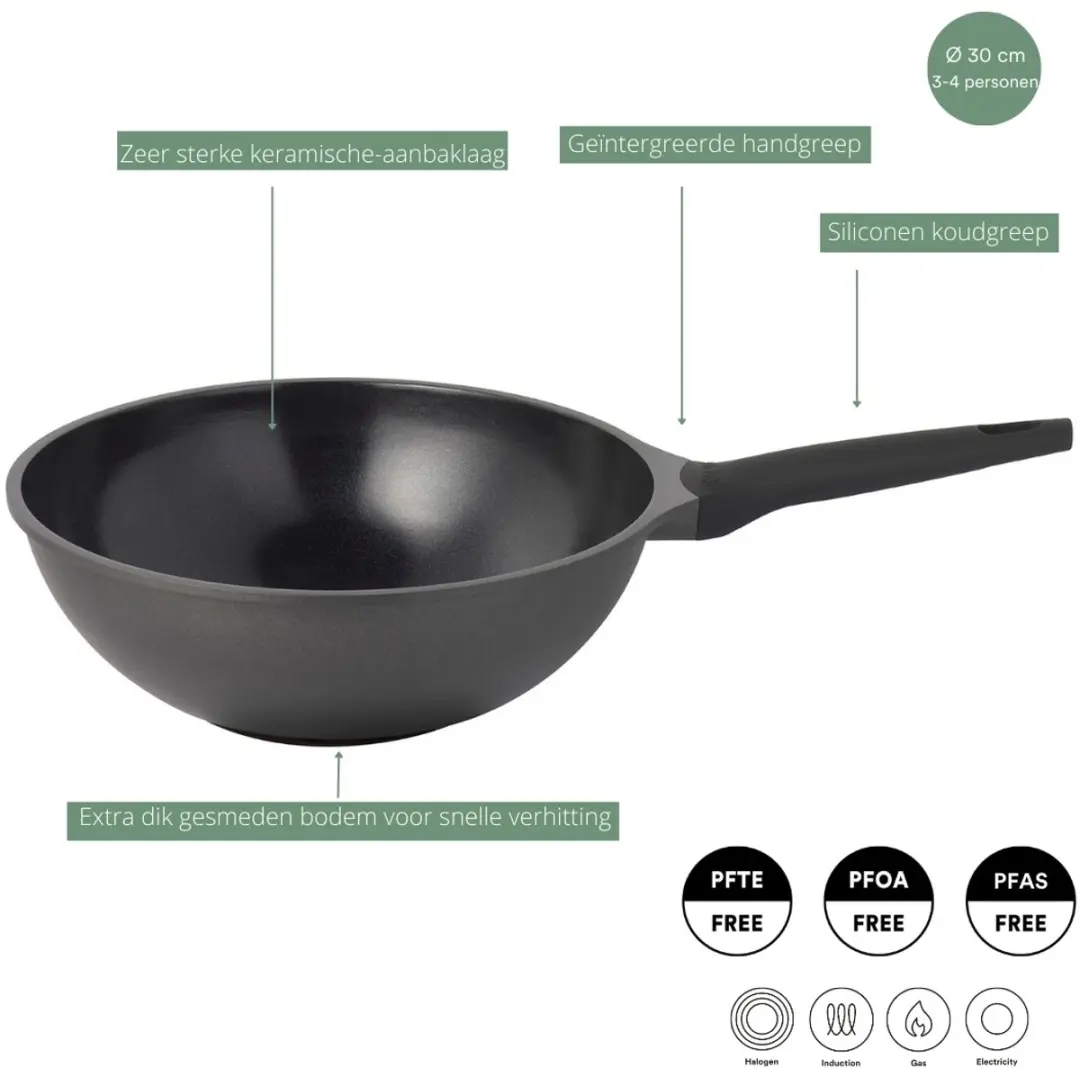 Sola Ceramic Deluxe Wokpan 30cm - Zwart
