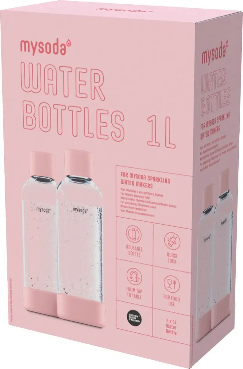 Mysoda Herbruikbare Flessen 1L Set - 2 Stuks - Light Pink