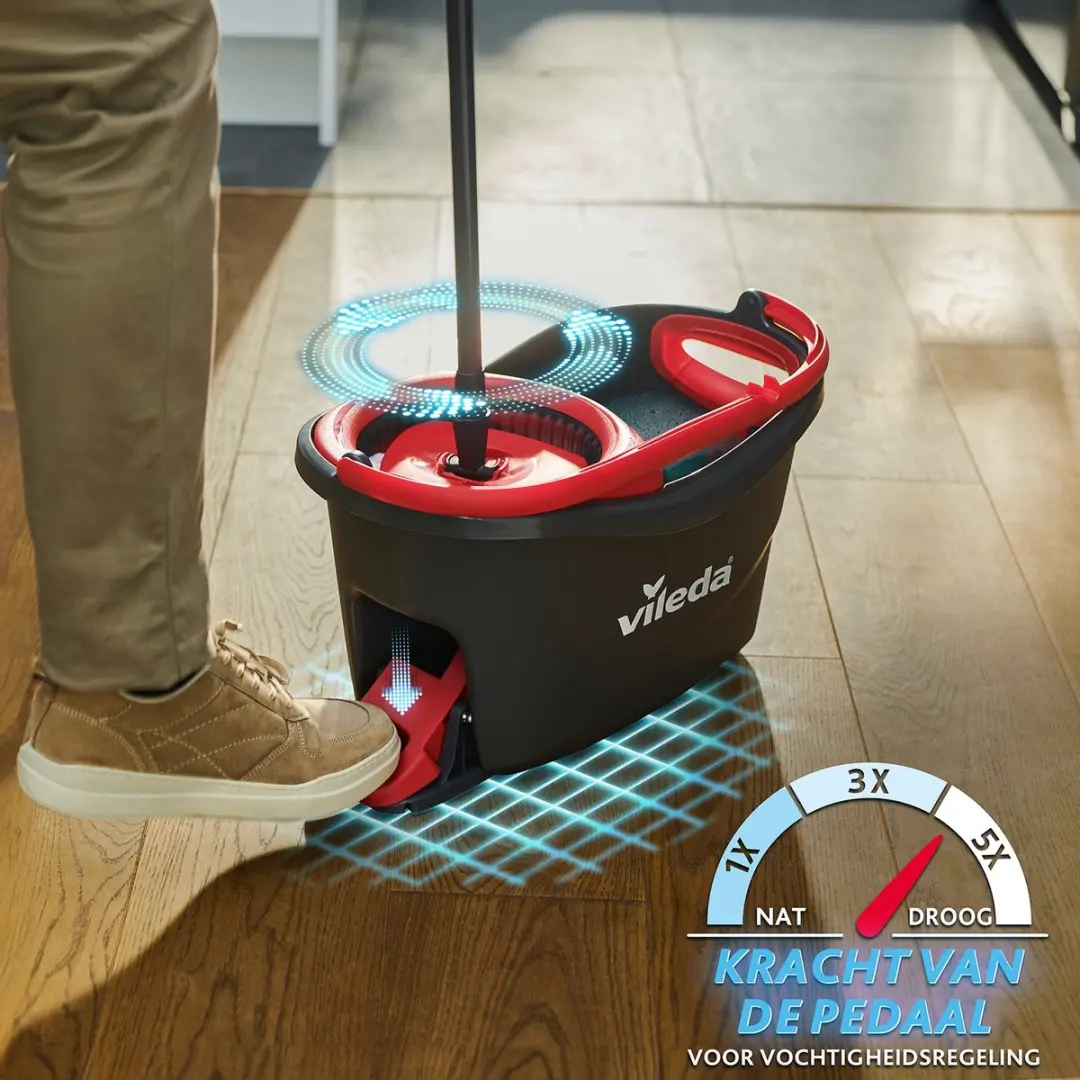 Vileda Turbo 2in1 Pedaalsysteem Microvezelmop - 2 Stuks - 6L Emmer