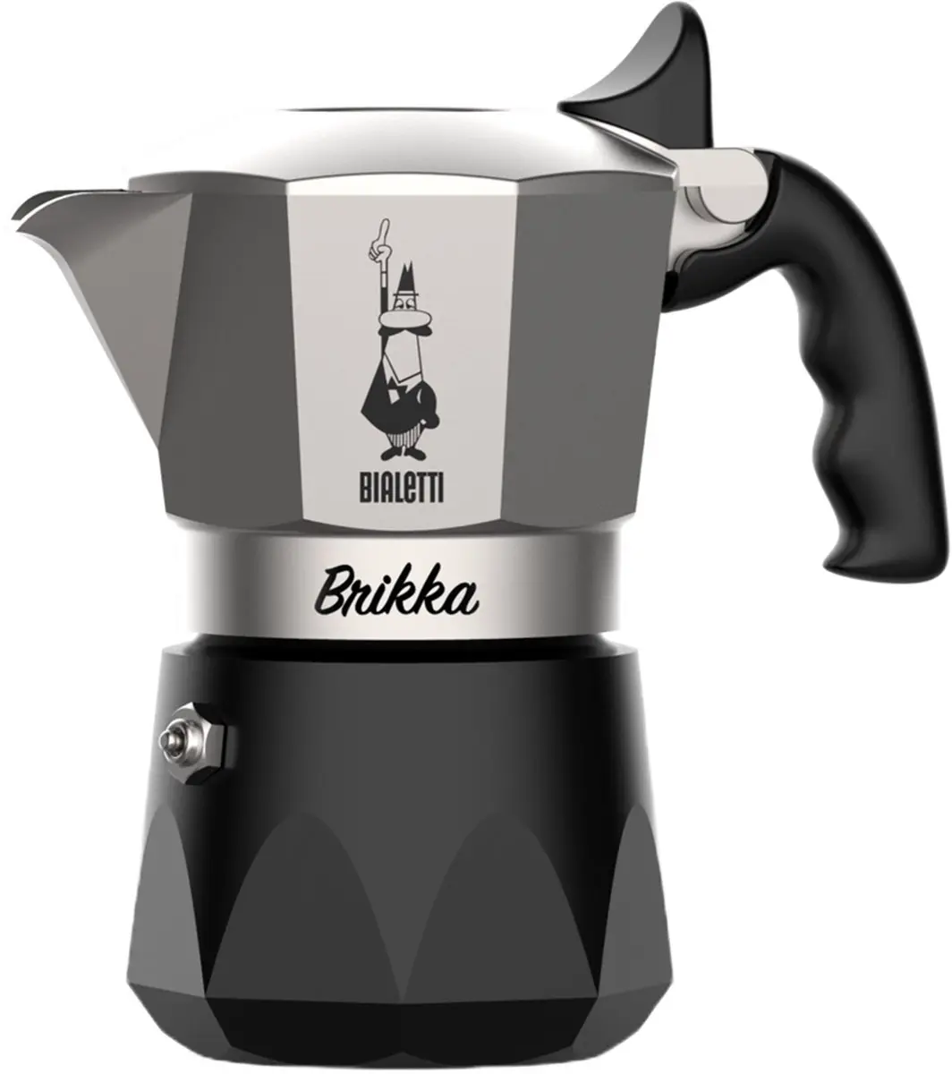 Bialetti Brikka Revolution 4 Kops Mokapot - 170ml - Zwart/Zilver