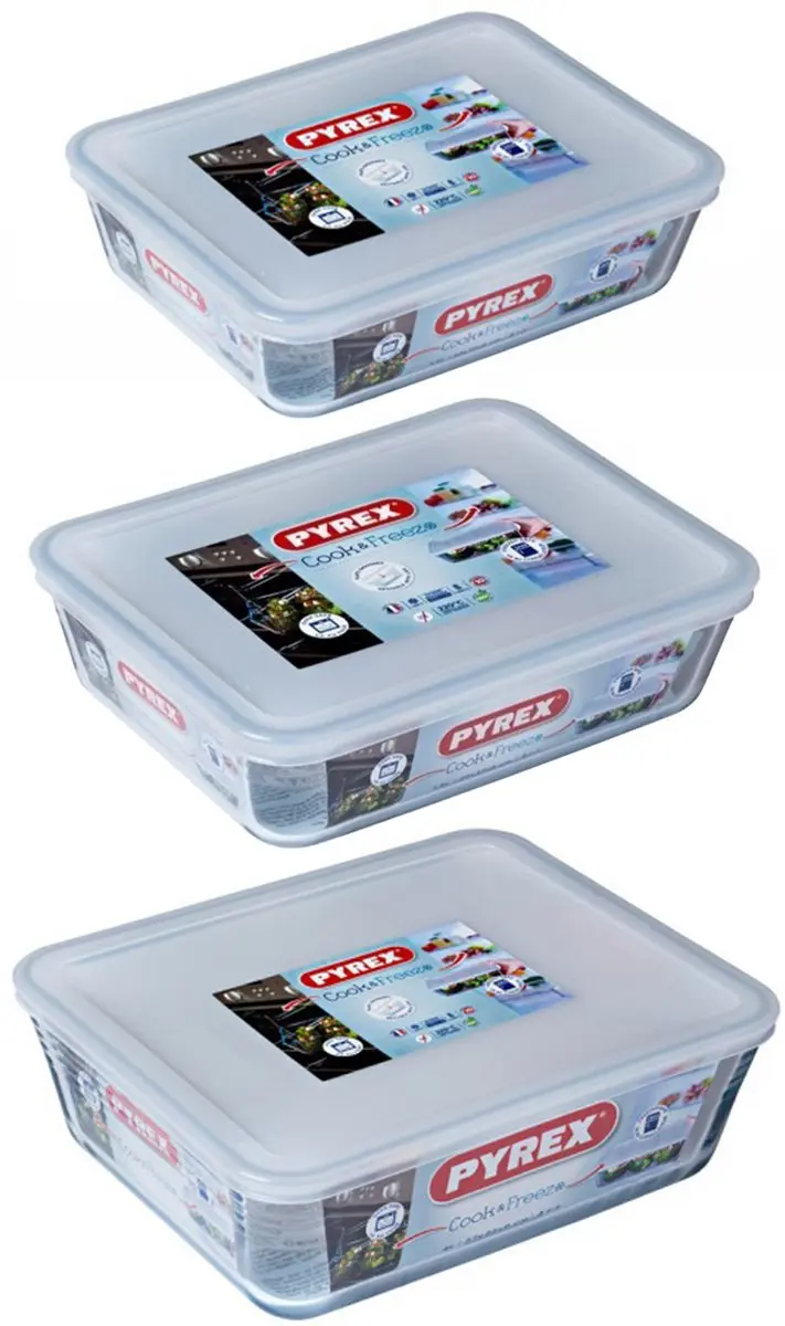 PYREX Cook&Freeze Ovenschalenset 3-delig 1,5L/2,6L/4L
