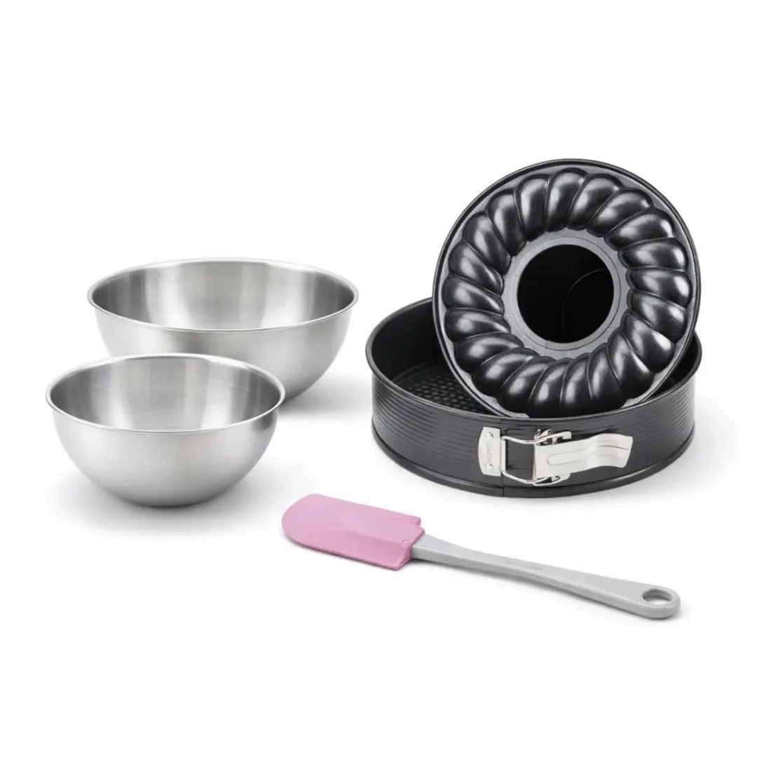 Zenker Set Taart- en Savarinvormen 24cm - 2 Kommen + Spatel - Zwart
