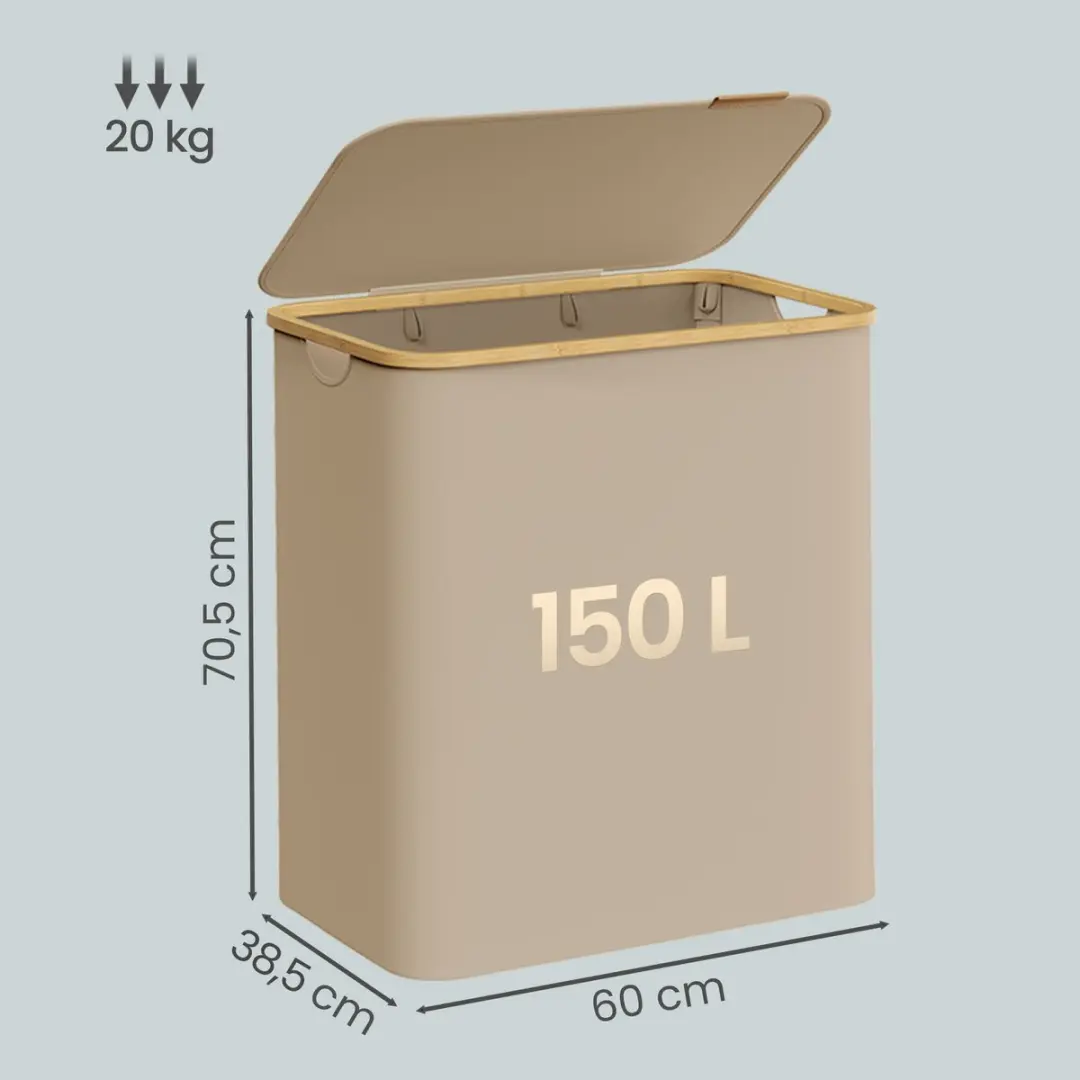 Songmics LCB515N02 Wasmand 150L - 4 Vakken - Opvouwbaar