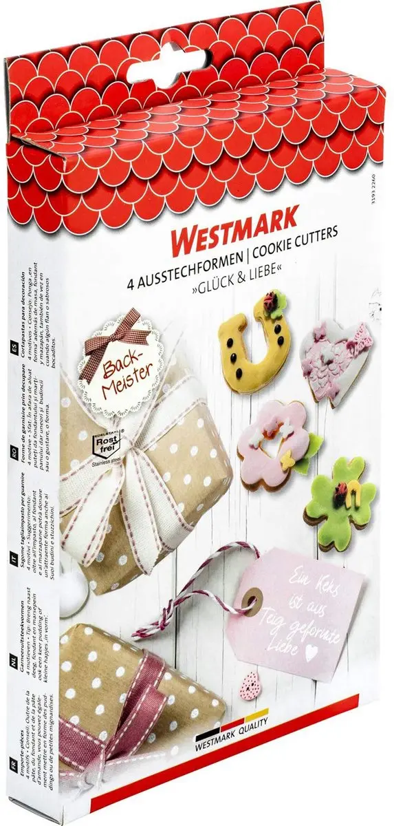 Westmark Happiness & Love Koekjesvormpjes - 4-delig - Roestvrij staal - afbeelding 6 van 6