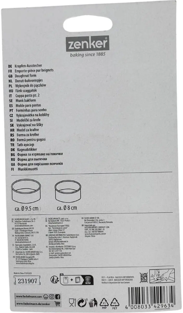 Zenker Donut Uitsteekvormen - 2 Stuks - Roestvrij Staal