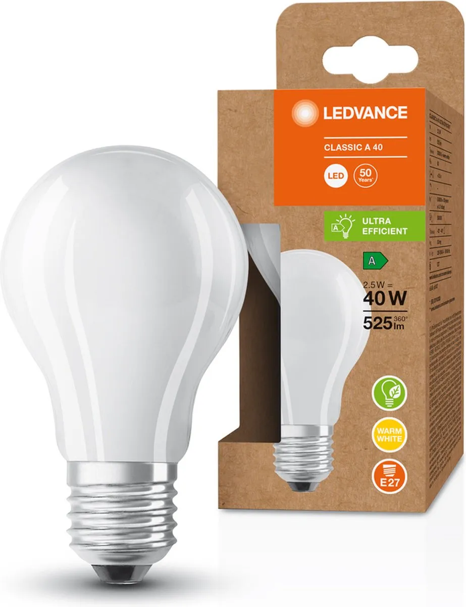 LEDVANCE Spaarlamp E27 2,5W Warm Wit Mat - 40W Vervanger