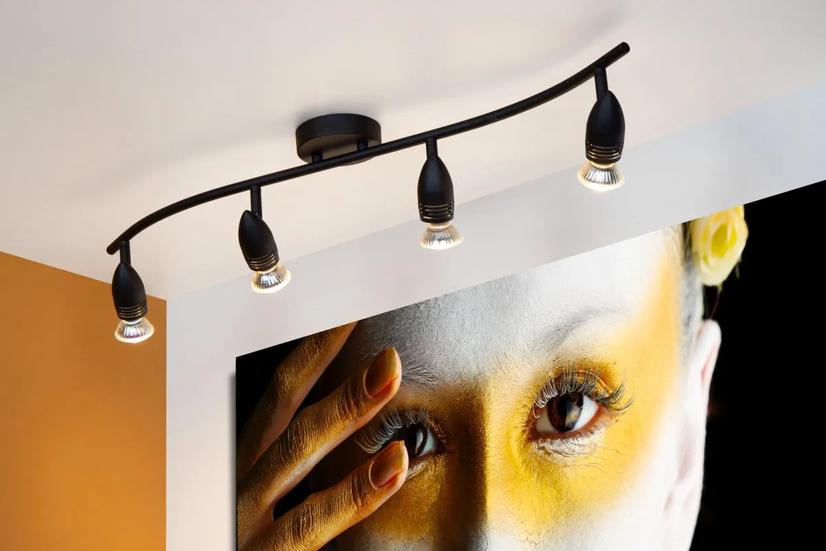 Lucide CARO Plafondspot 4xGU10 - Zwart