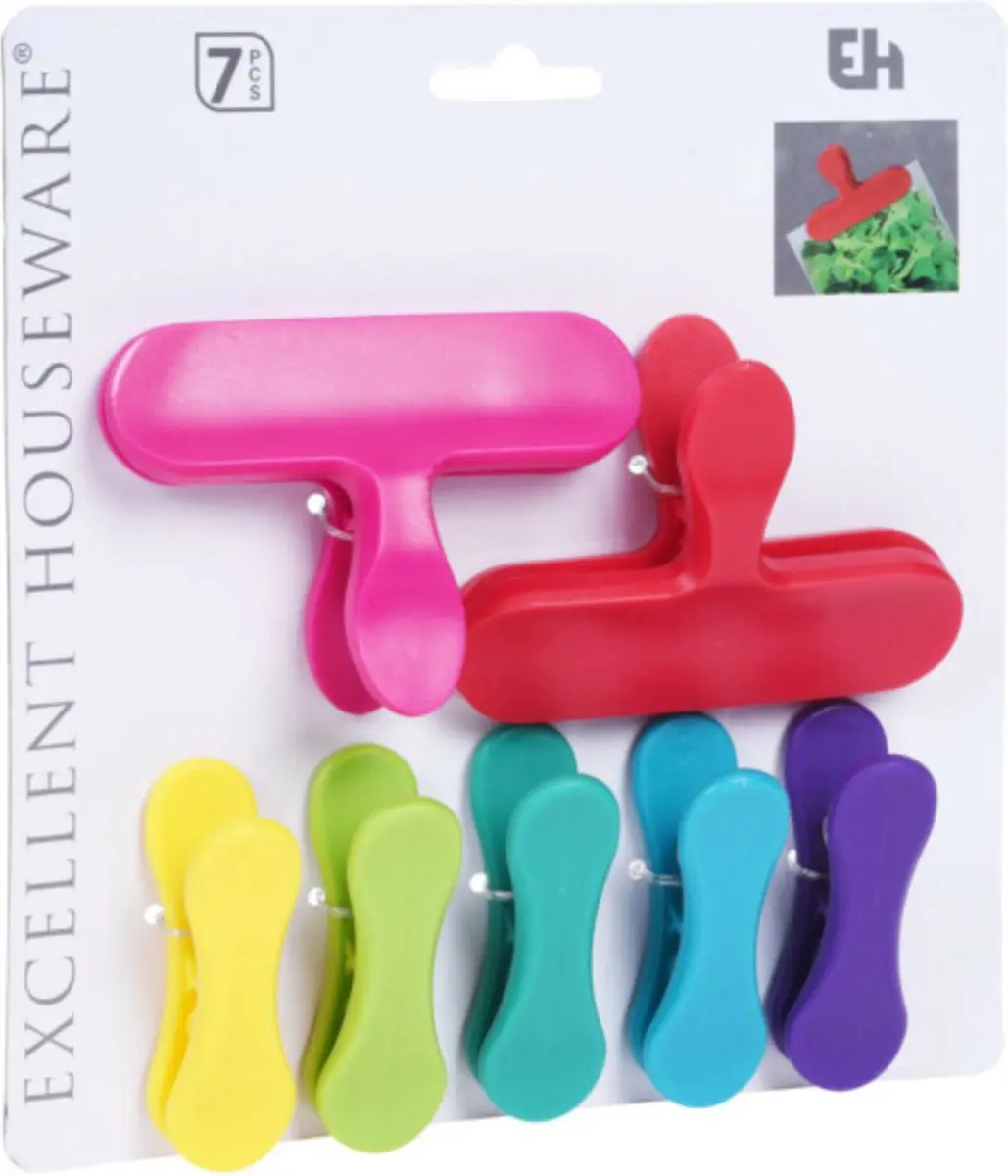 Excellent Houseware Vershoudclips 7 Stuks - Multicolor