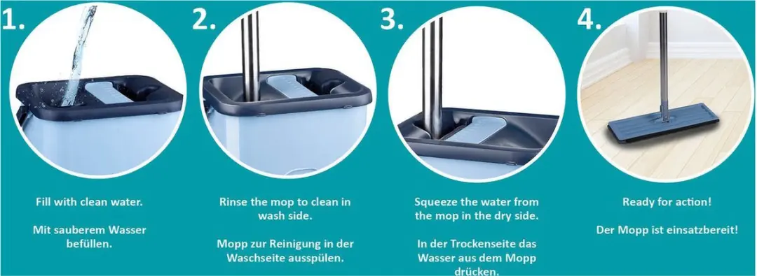 Alpina Dweilsysteem Blauw - 2 Microvezeldoeken 360° Draaibaar